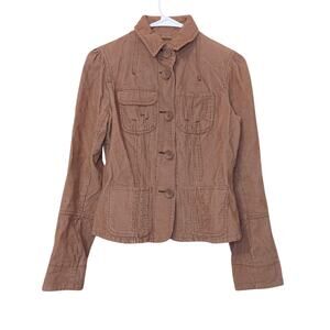 Body Central Size Small 100% Cotton Corduroy Brown Blazer Boho Western Buttons